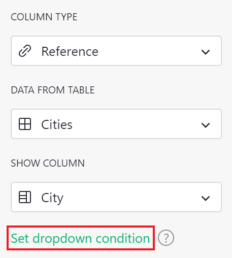 Set dropdown condition