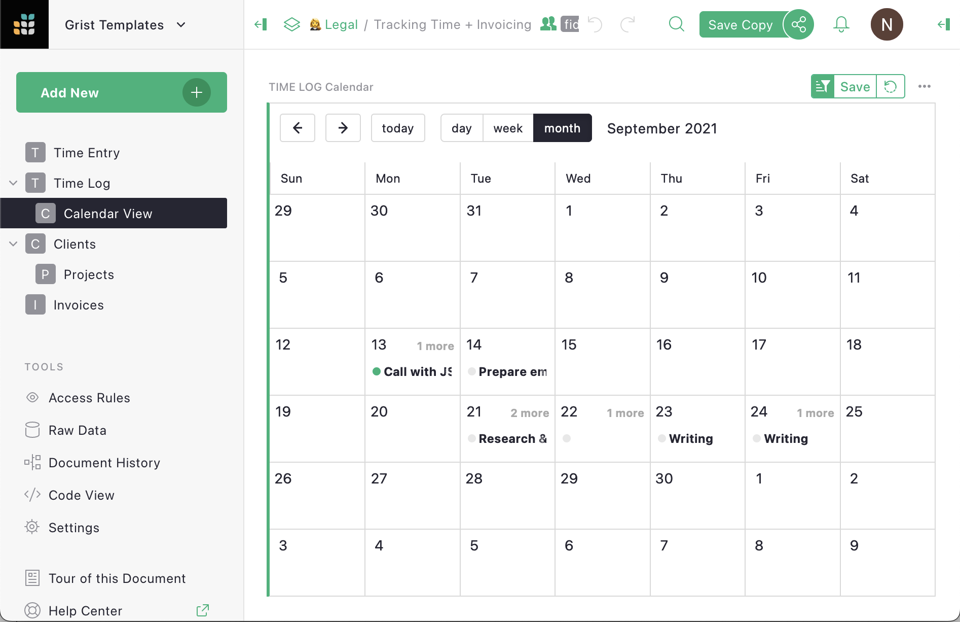 Time Tracking + Invoicing template